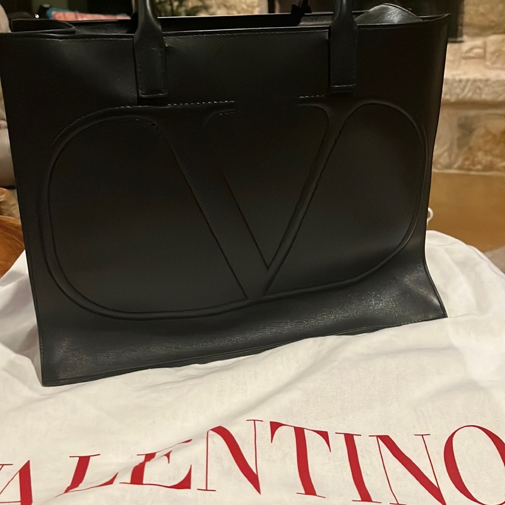 Brand new Black Valentino leather top zip handbag. Dust bag included.